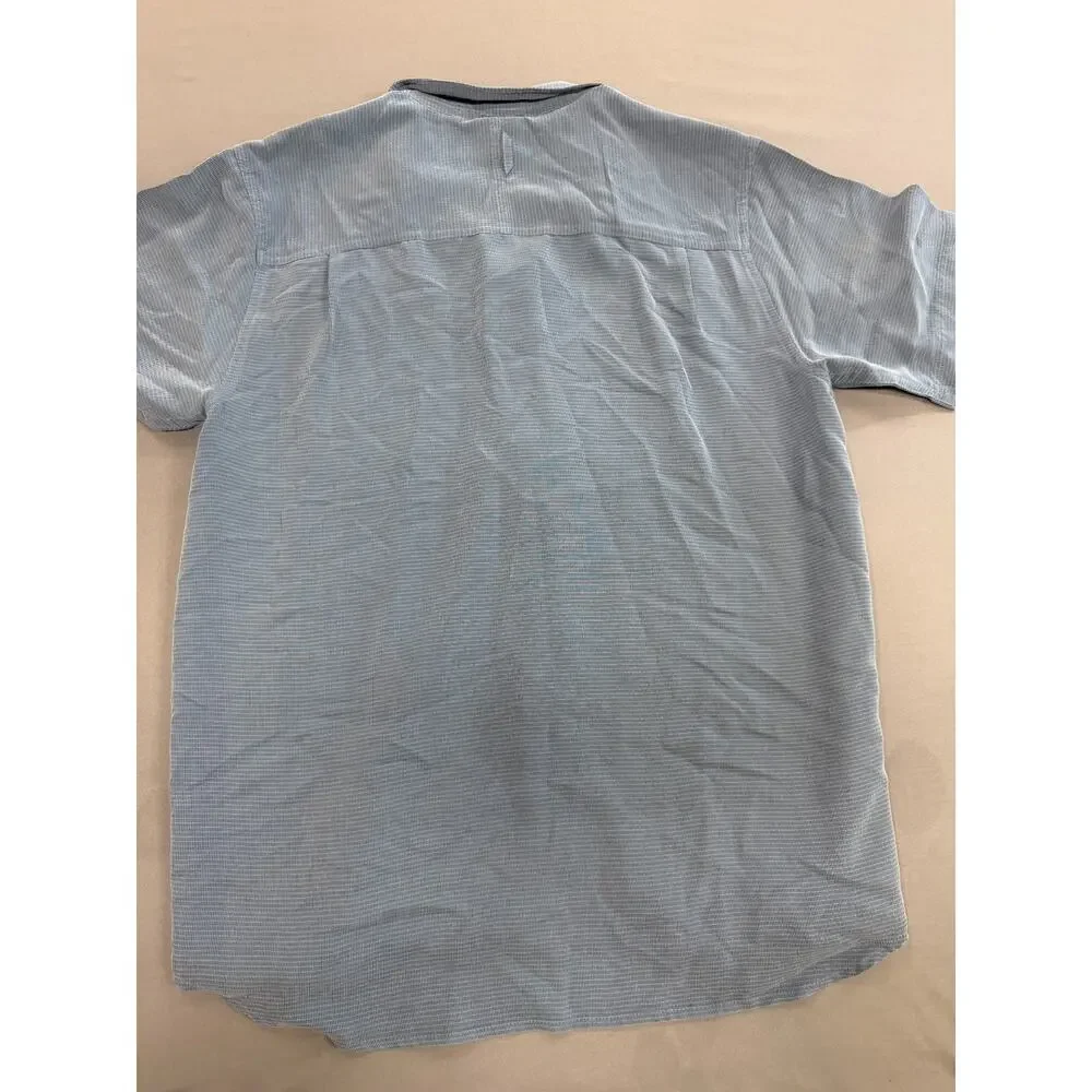 The North Face Mens Large Blue Micro Check Short Sleeve Hiking Shirt Vented New